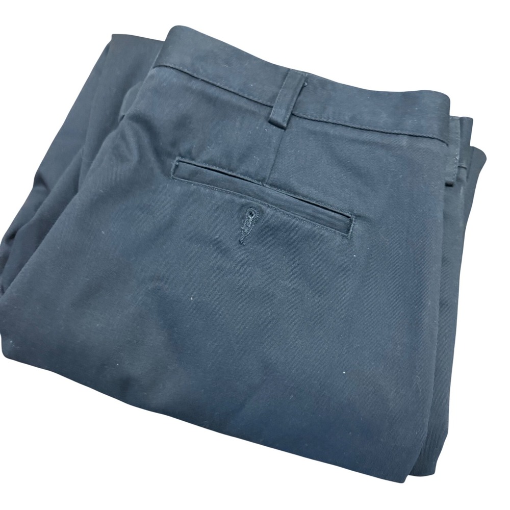 IZOD Mens Navy Blue‎ Pleated Chino Pants 100% Cotton Cuffed 36x29 Classic Fit
